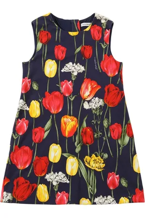 Dolce & Gabbana Flowers Cotton Blend Interlock Dress