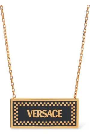 VERSACE Enameled Metal Logo Necklace