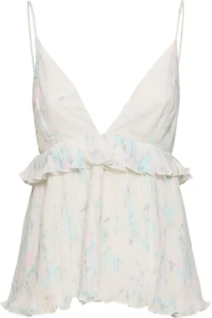 Ganni Pleated Georgette Strap Top