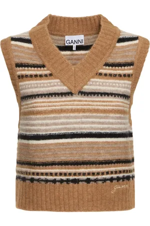 Ganni Striped Soft Alpaca Blend Vest