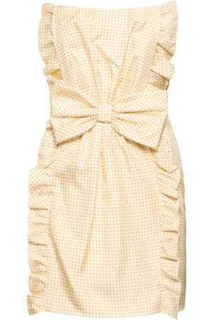 Alessandra Rich Polka Dot Silk Twill Mini Bustier Dress