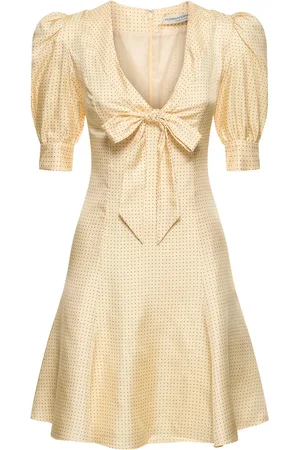 Alessandra Rich Polka Dot Print Silk Twill Mini Dress