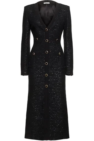 Alessandra Rich Sequined V-neck Tweed Midi Dress