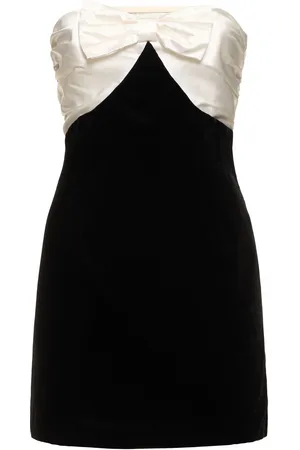 Alessandra Rich Strapless Velvet Mini Bustier Dress