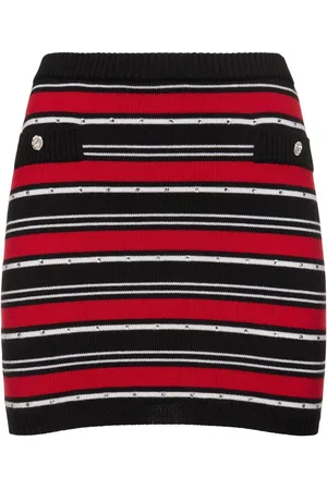 Alessandra Rich Striped Wool Knit Mini Skirt