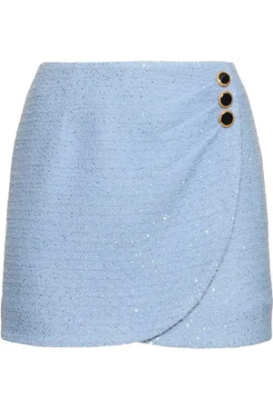 Alessandra Rich Sequined Tweed Draped Mini Skirt