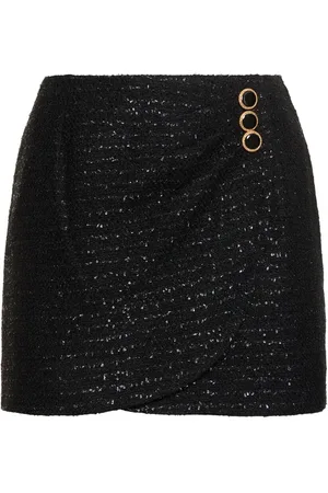 Alessandra Rich Sequined Tweed Draped Mini Skirt
