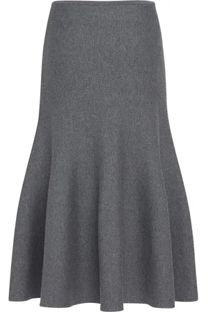 Khaite Odil Knitted Wool Blend Midi Skirt