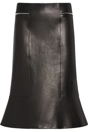 Khaite Francine Leather Midi Skirt