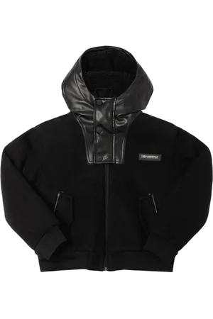 Karl Lagerfeld Hooded Poly Bomber Jacket
