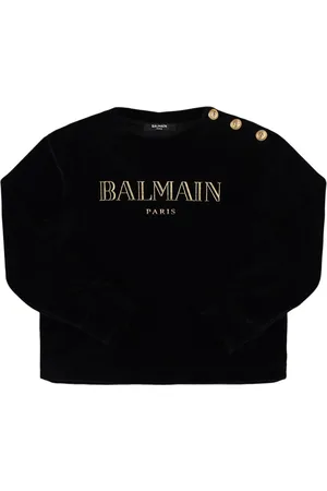 Balmain Cotton Blend Velvet Crewneck Sweatshirt