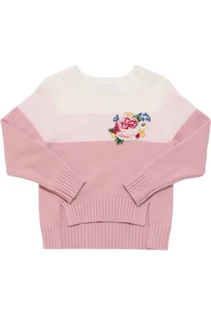 MONNALISA Embroidered Wool Blend Knit Sweater