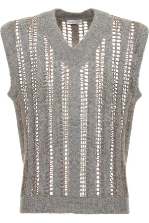Brunello Cucinelli Wool & Mohair Open Knit Vest