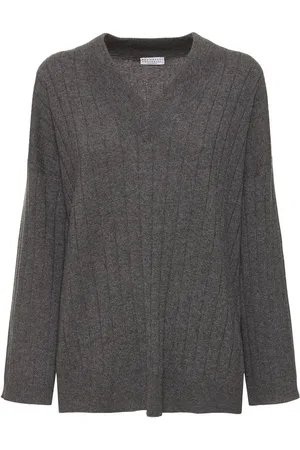 Brunello Cucinelli V-neck Ribbed Cashmere Sweater