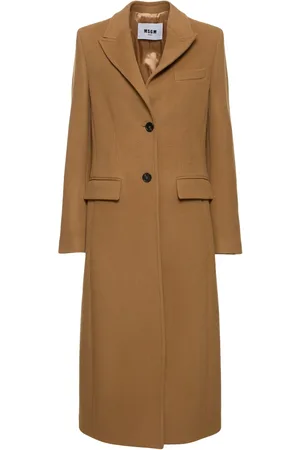 Msgm Wool Blend Felt Single Breast Long Coat