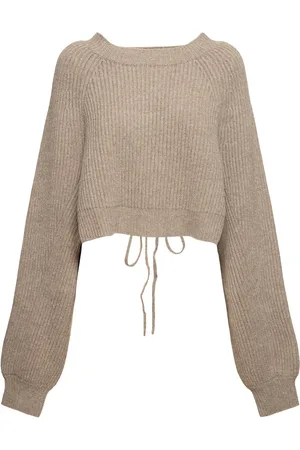 YOHJI YAMAMOTO Wool Blend Rib Knit Cropped Sweater