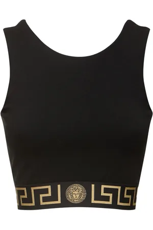 VERSACE Logo Jersey Sport Bra Top