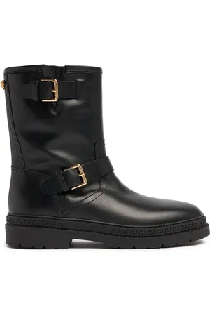 VERSACE Leather Biker Boots