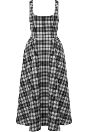 Alessandra Rich Wool Tartan Midi Dress