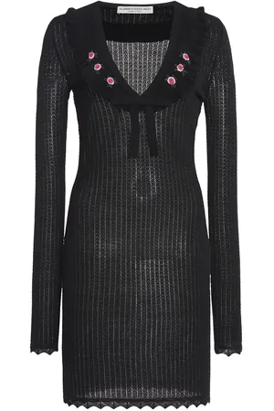 Alessandra Rich Embroidered Wool Mini Dress