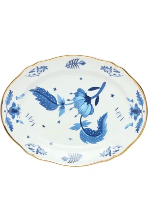 BITOSSI Blue Floral Oval Platter