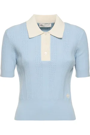 Tory Burch Logo Cotton Pointelle Polo
