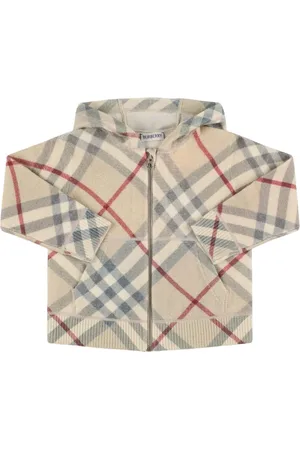 Burberry Check Print Wool Zip-up Cardigan