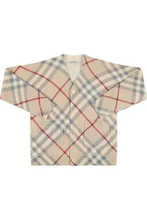 Burberry Check Print Wool Knit Cardigan
