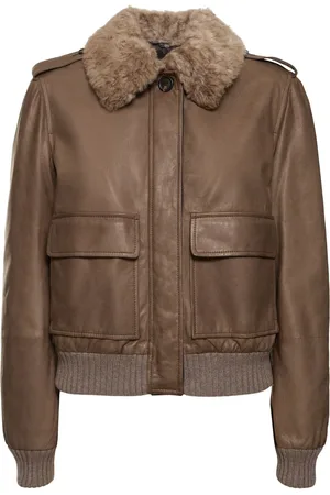 Brunello Cucinelli Leather Jacket W/ Furry Collar
