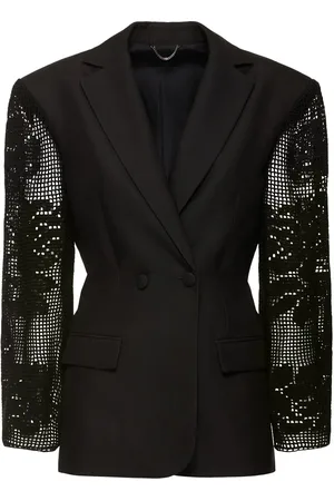 MAGDA BUTRYM Silk Blazer W/ Embroidered Lace Sleeves