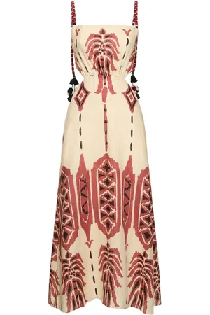 JOHANNA ORTIZ Palm Of Tiahuanaco Linen Midi Dress