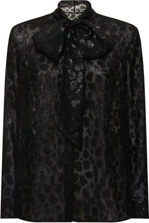 VERSACE Silk Blend Fil Coupé Shirt W/bow