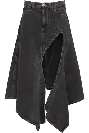 Y / PROJECT Asymmetric High Rise Denim Midi Skirt
