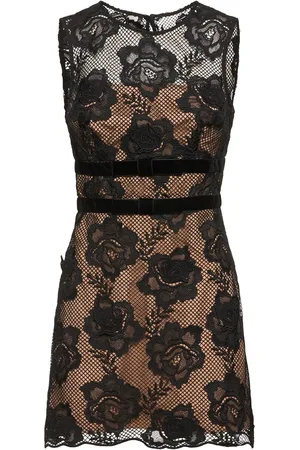 Self-Portrait Lace Mini Dress W/ Velvet Bows
