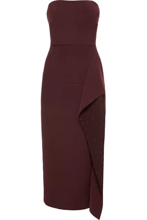Roland Mouret Strapless Diamante Ruffle Midi Dress
