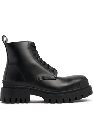 Balenciaga Strike Bootie Leather Lace-up Boots