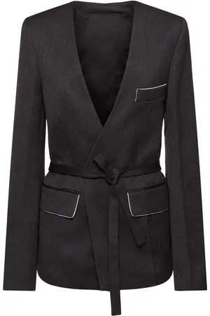 Victoria Beckham Collarless Shrunken Wool Blazer