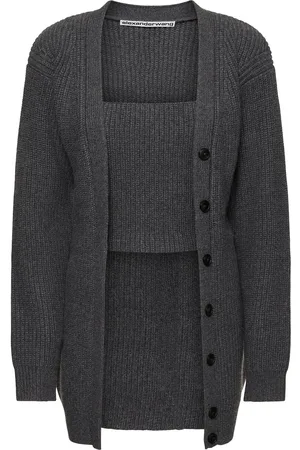 Alexander Wang Ribbed Bi-layer V Neck Cardigan