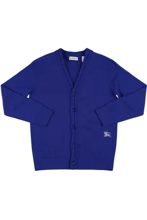 Burberry Embroidered Logo Wool Knit Cardigan