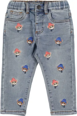 MONNALISA Embroidered Stretch Cotton Jeans