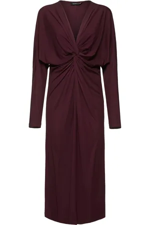 ANINE BING Mathilde Draped Viscose Midi Dress