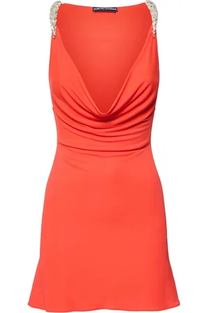 DAVID KOMA Plunge Neck Crepe Jersey Mini Dress