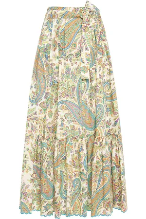 Etro Printed Cotton High Rise Midi Skirt