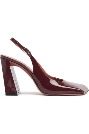 Amina Muaddi 95mm Charlotte Patent Leather Slingbacks
