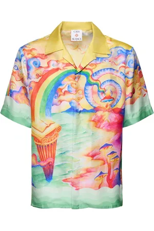 Casablanca Cuban Collar Short Sleeve Silk Shirt