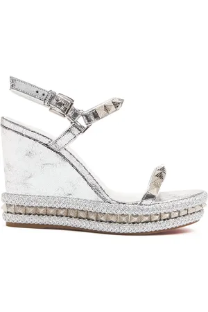 Christian Louboutin 110mm Pyraclou Laminated Leather Wedges