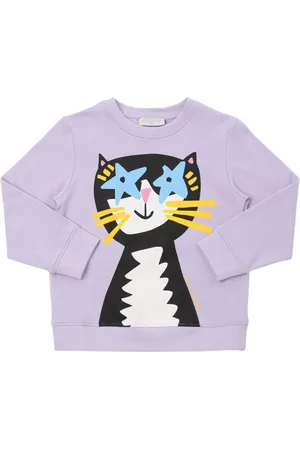 Stella McCartney Cat Print Cotton Crewneck Sweatshirt