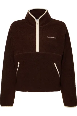 Sporty & Rich Serif Logo Half-zip Tech Sherpa Jacket