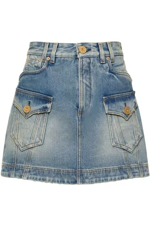 Balmain Trapeze Denim Mini Skirt
