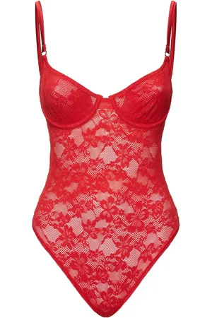 FLEUR DU MAL Le Stretch Lace & Silk Bodysuit